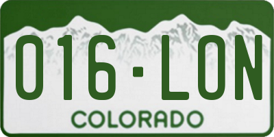 CO license plate 016LON