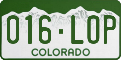 CO license plate 016LOP