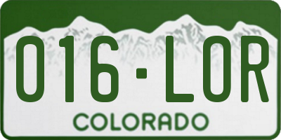 CO license plate 016LOR