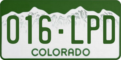 CO license plate 016LPD