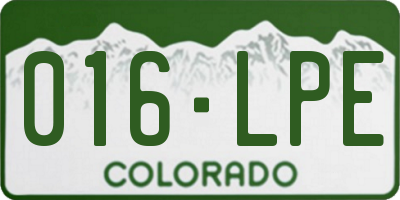 CO license plate 016LPE