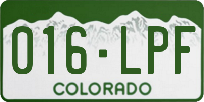 CO license plate 016LPF