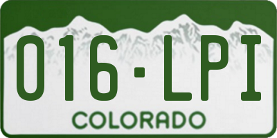 CO license plate 016LPI