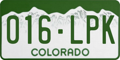CO license plate 016LPK