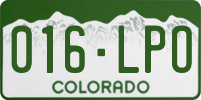 CO license plate 016LPO