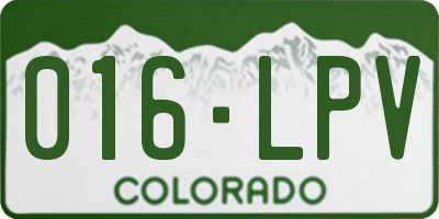 CO license plate 016LPV