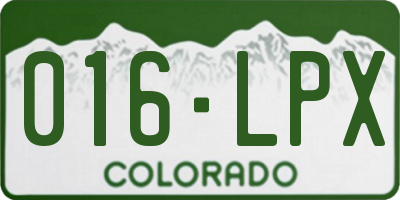 CO license plate 016LPX