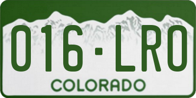 CO license plate 016LRO