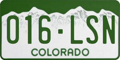 CO license plate 016LSN