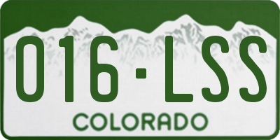 CO license plate 016LSS