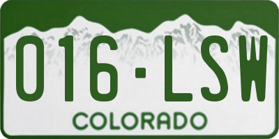 CO license plate 016LSW