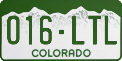 CO license plate 016LTL