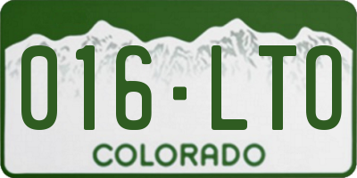 CO license plate 016LTO