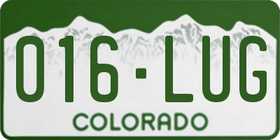 CO license plate 016LUG