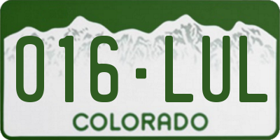CO license plate 016LUL