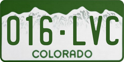 CO license plate 016LVC
