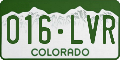 CO license plate 016LVR