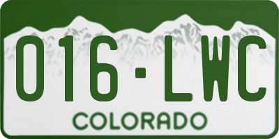 CO license plate 016LWC