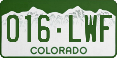 CO license plate 016LWF