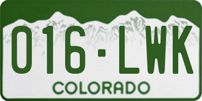 CO license plate 016LWK