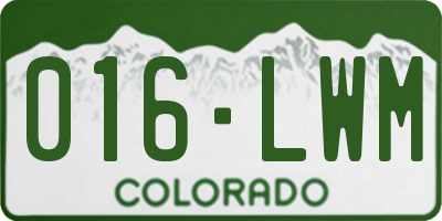 CO license plate 016LWM