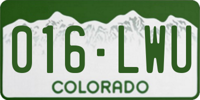 CO license plate 016LWU