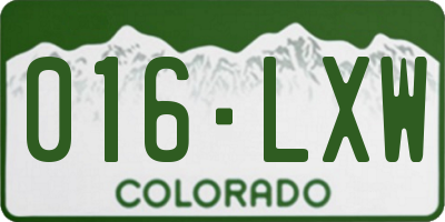 CO license plate 016LXW