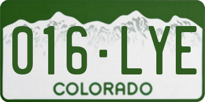 CO license plate 016LYE
