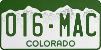 CO license plate 016MAC