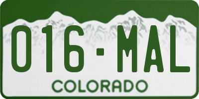 CO license plate 016MAL