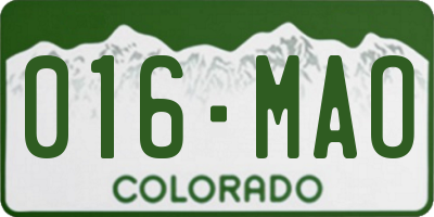 CO license plate 016MAO