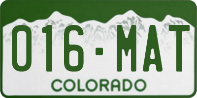 CO license plate 016MAT
