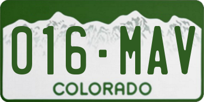 CO license plate 016MAV