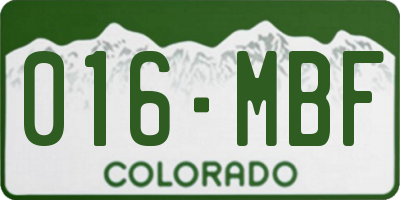 CO license plate 016MBF