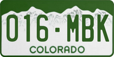 CO license plate 016MBK