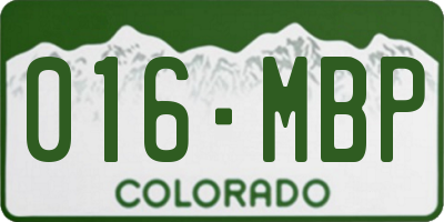CO license plate 016MBP