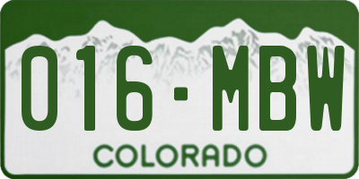 CO license plate 016MBW