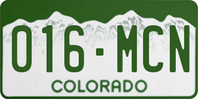 CO license plate 016MCN