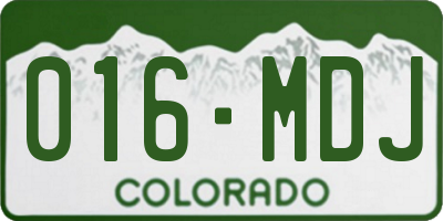 CO license plate 016MDJ