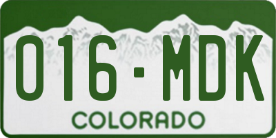 CO license plate 016MDK