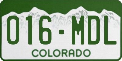 CO license plate 016MDL