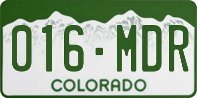 CO license plate 016MDR