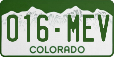 CO license plate 016MEV