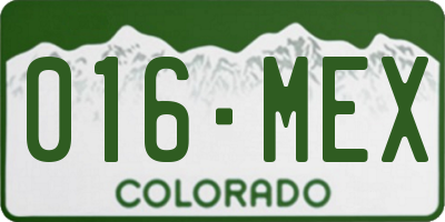 CO license plate 016MEX