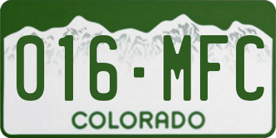 CO license plate 016MFC