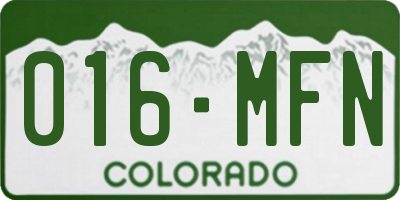 CO license plate 016MFN