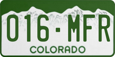 CO license plate 016MFR
