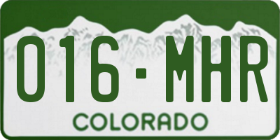 CO license plate 016MHR