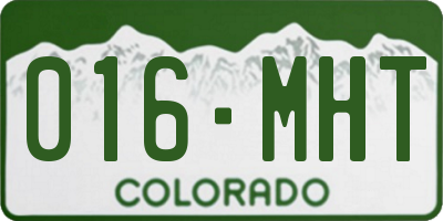 CO license plate 016MHT