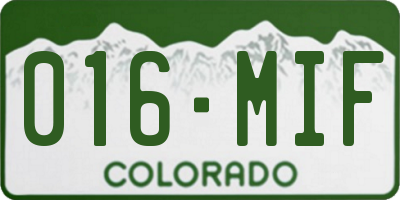 CO license plate 016MIF